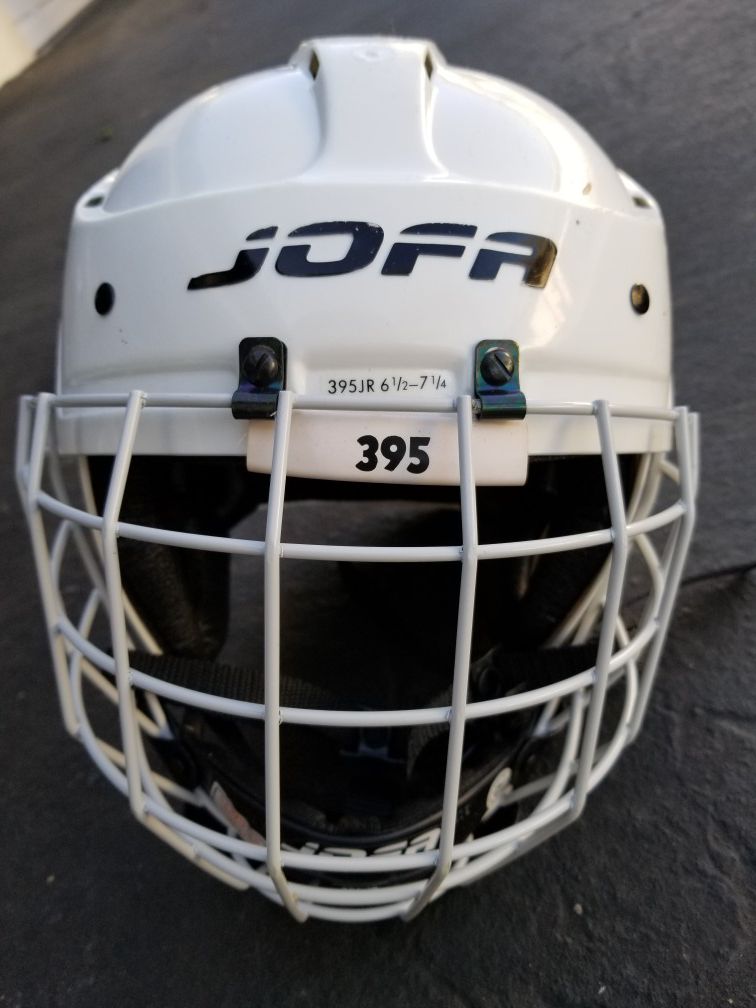 Hockey JOFA mask helmet and Adidas equipment bag