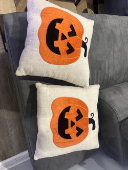 Halloween Jack-O-Lantern Throw Pillows Set of 2