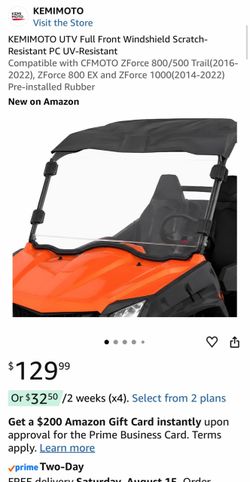 KEMIMOTO UTV Full Front Windshield Scratch-Resistant PC UV-Resistant Compatible with CFMOTO ZForce 800/500 Trail(2016-2022), ZForce 800 EX and ZForce 