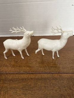Vintage Pair 1950's - 1960's Hard Plastic Molded Reindeer Bucks