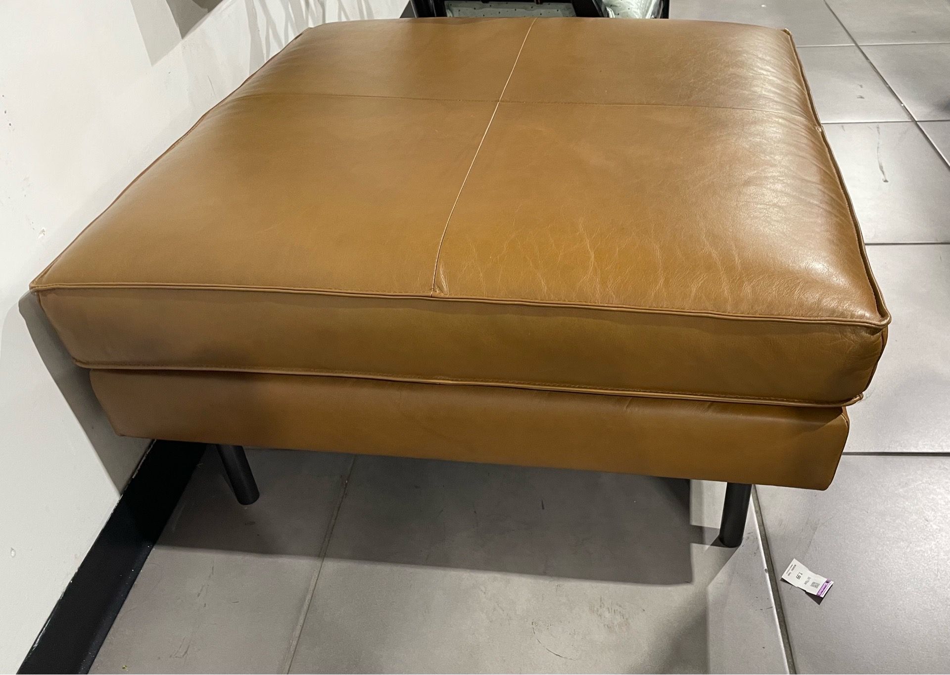 West Elm Axel Leather Cocktail Ottoman