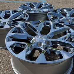 22” CHROME CHEVY SILVERADO GMC SIERRA SNOWFLAKES WE FINANCE RIMS SET WHEELS WE FINANCE NEW 