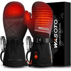 Heated Mittens Gloves for Women Men 7.4V 22.2WH Electric Rechargeable Waterproof Ski Gloves