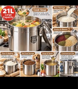 21L Stainless Steel Airtight Storage Container