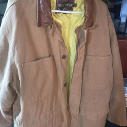 Vintage Maxwear Barn Chore Coat Jacket Med Removable Liner Workwear Leather