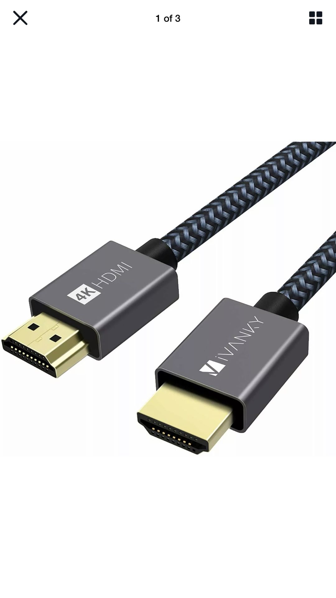IVANKY 4K HDMI Cable 3.3 ft, iVANKY High Speed 18Gbps HDMI 2.0 Cable, 4K HDR