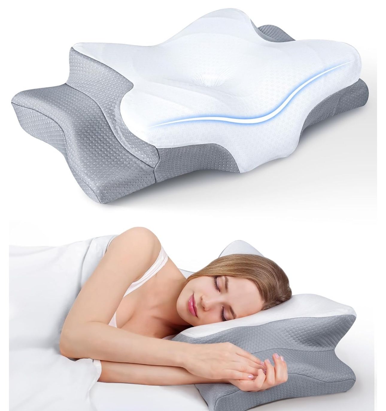 New In Box Ultra Pain Relief Cooling Pillow for Neck Support, Adjustable Cervical Pillow Cozy Sleeping, Odorless Ergonomic Contour Memory Foam Pillows