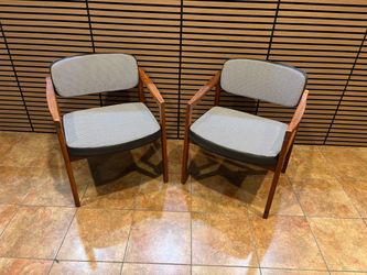 Mid Century Modern Solid Walnut Arm Chairs