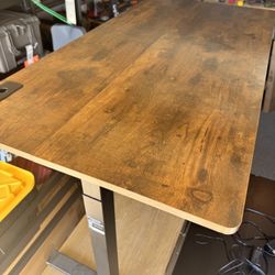 Brown & Black Sit/Stand Desk - Mixed Materials