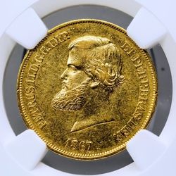 Brazil 1867 - Pedro II 10,000 Reis Gold Coin --- Not Jay Leno!!!