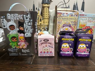 bratzies bling seriez, popmart minions, smoko birthday cake Blind Box Figures