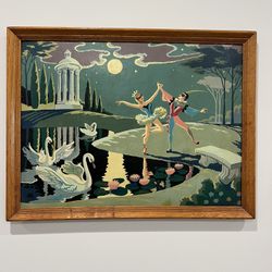 Vintage  “Dance Nocturne” paint by numbers large framed 26” x 20”