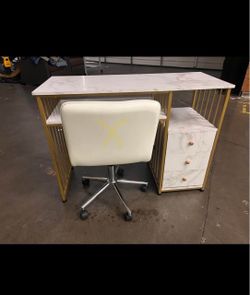 NEW White, Gold & Marble desk