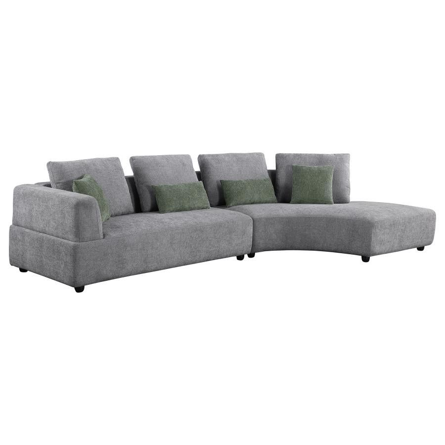 New Toscano 134 In Upholstered Sectional Sofa Gray