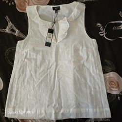 Talbots Petites Tank Top W/Ruffled Neckline Size 2P 