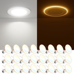 FREELICHT 5/6 Inch LED Can Lights with Night Light, 2700K/3000K/4000K/5000K/6000K Selectable Flat Retrofit Recessed Lighting