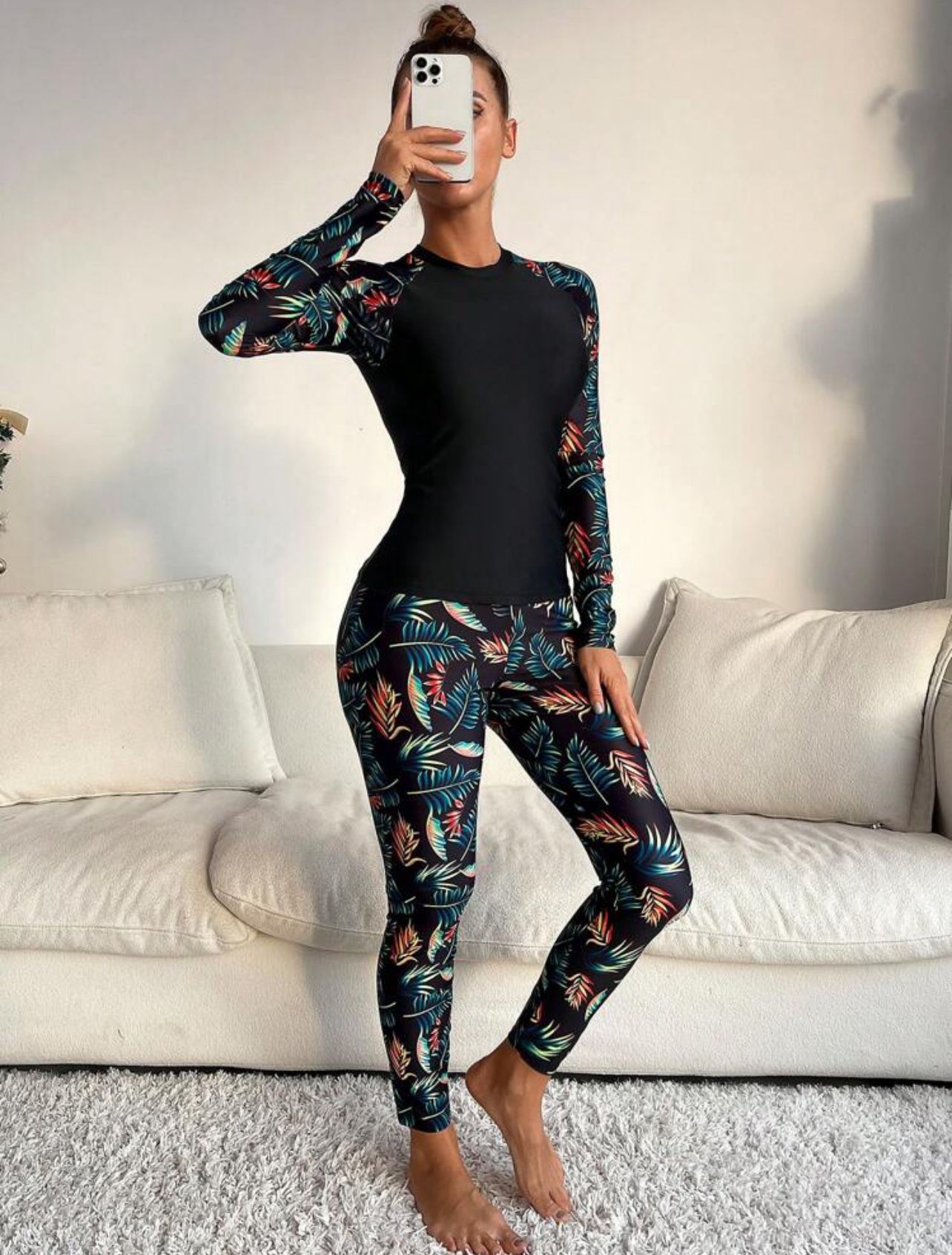 Summer Beach Tropical Print Long Sleeve Swimsuit Set *NEW*