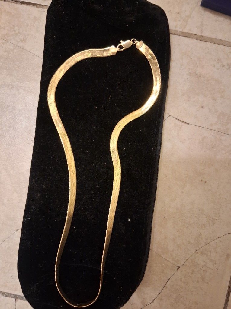 Vintage 24" Gold Plated herringbone Style Chain 4mm
