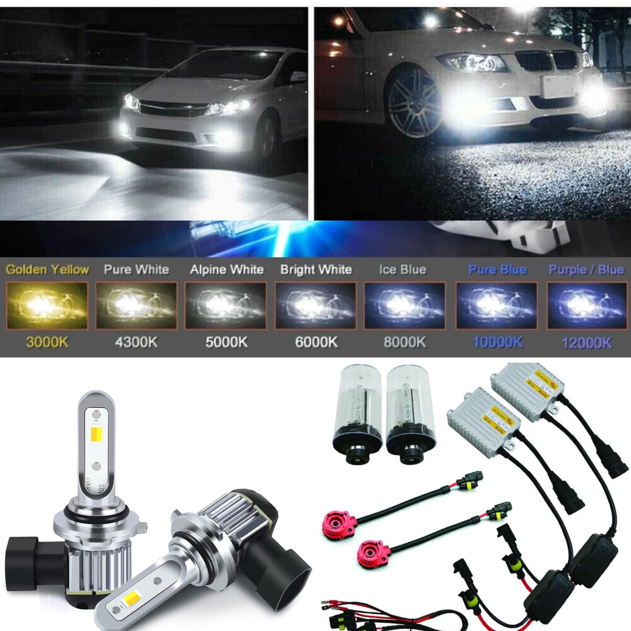 Hid Lights Kit / Led Headlight Conversion Bulbs Light Blue White Purple Any Color For Any Bulb Size For Kia Cadenza To Chevy Blazer Tahoe Silverado H1