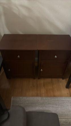 Pair of Dark Wood Nightstands