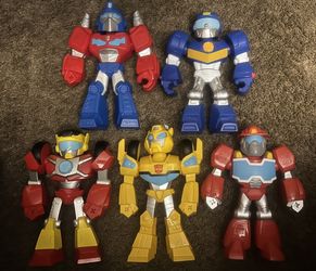 Mega Mighties Rescue Bots Bumble Bee Optimus Prime Heatwave Chase Hot Shot