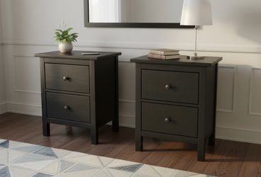 $80 for both! Two Black-Brown IKEA MALM Double Drawer Night Stand Chests! Great condition! 21x15x26in