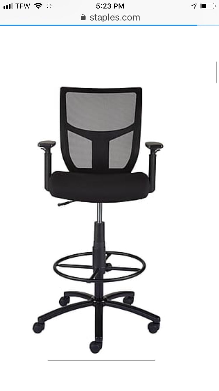 Staples Cabal Mesh Back Fabric Computer and Desk Stool, Black (50238-CC)