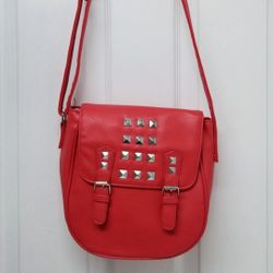 Red Studded Crossbody Bag 