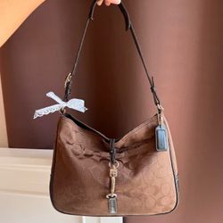 Vintage Coach Hampton monogram brown clip hobo bag
