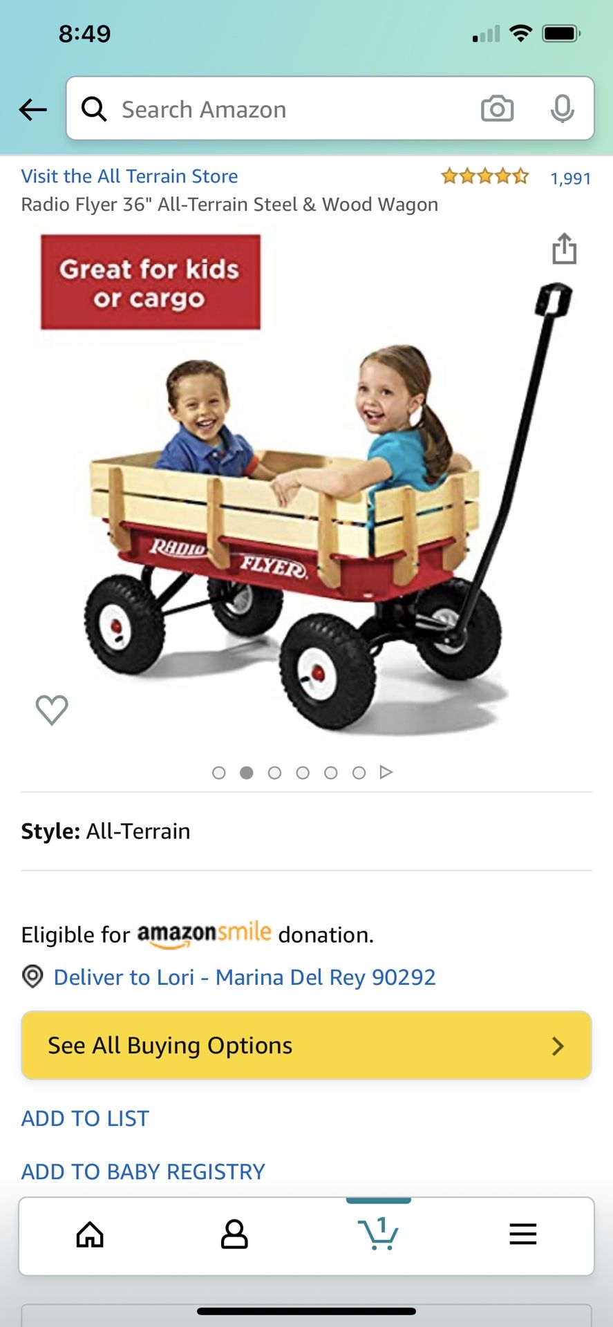 Radio Flyer All Terrain Steel & Wood Red Wagon - perfect condition