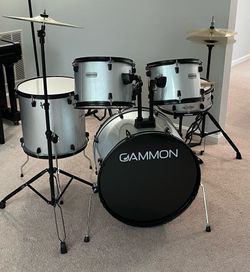 Gammon Percussion Full Size Adult 5 Piece- Drum Set with Cymbals and Stand