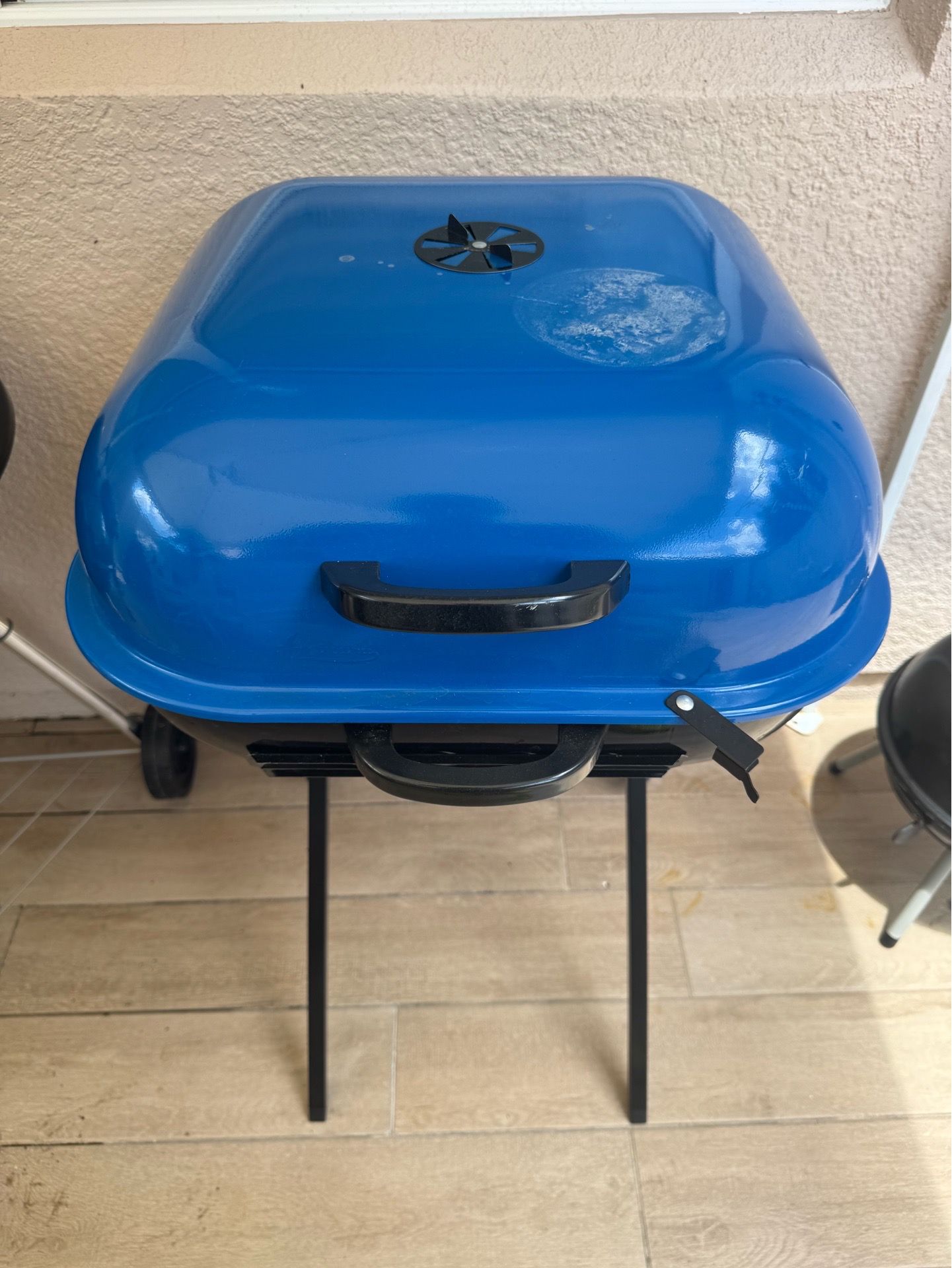 Americana Walk-A-Bout, Original Square Charcoal Grill-100% Pre-Assembled Portable Steel, Blue