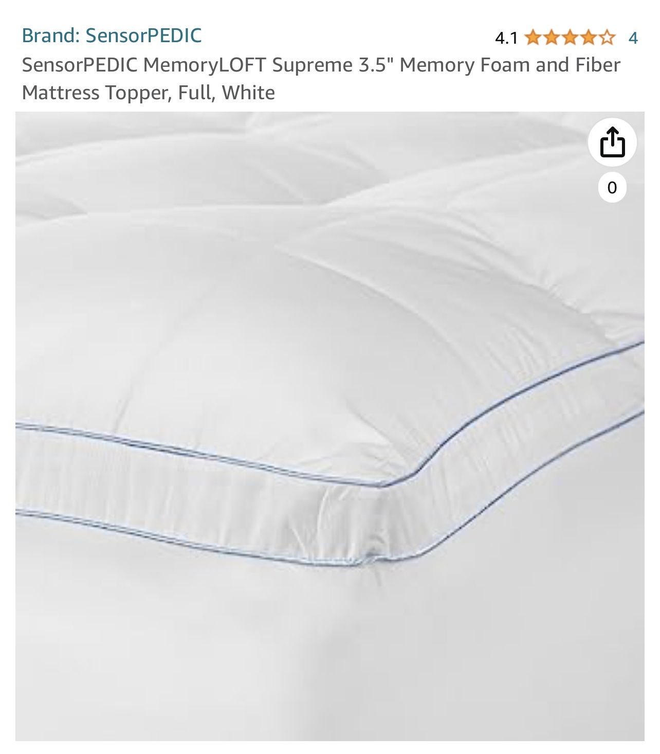 SensorPEDIC MemoryLOFT Supreme 3.5-inch Memory Foam & Fiber Mattress Topper
