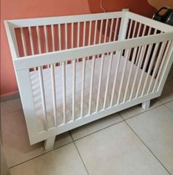 Babyletto hudson white natural crib with mattress