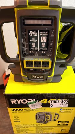 Ryobi 1800-Watt Continuous / 3000-Watt Peak Output Portable Internal Battery Inverter Power Station
