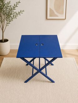 Blue Folding Square Dining Table