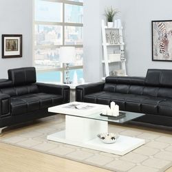 Brand New Black Or White  Leather Modern Style Sofa And Love Seat 