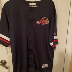 Atlanta Braves Button Down True Fans Genuine  Merchandise Sewn Baseball Jersey XL