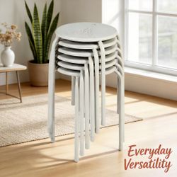 Homy Casa Lemon 6PC Metal Stackable Stools Morandi Gray Folding Eiffel Tower Perforated Seat