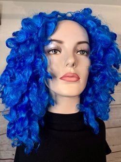 Blue curly Wig
