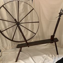Antique Large Wood Walking Spinning Wheel