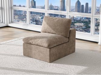 Middle Seat for Cloud Sectional Couches Living Room with Back Support, Modular, Boneless, Brown