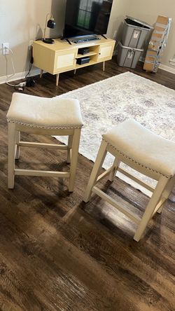 Set of 2 Upholstered Counter Height Bar Stools