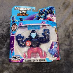 NEW Mr Beast Lab Stretchy Hyper Fusion Series 5.5" Figure - Sabertooth Squid