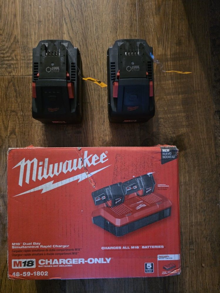 Milwaukee M18 Forge Batterys And Dual Rapid Charger 