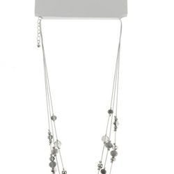 Woman's Faceted Bead Layered Necklace, Grey