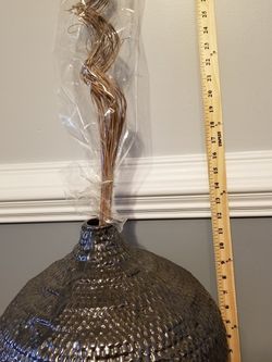 Vase; brown; heavy; (see ruler for dimensions)-$25