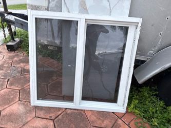 Double Pane Sliding Window White Frame glass double 37x36” interior