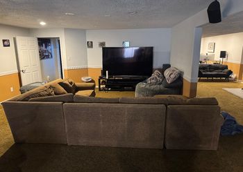 Large brown Fabric Sectional Sofa