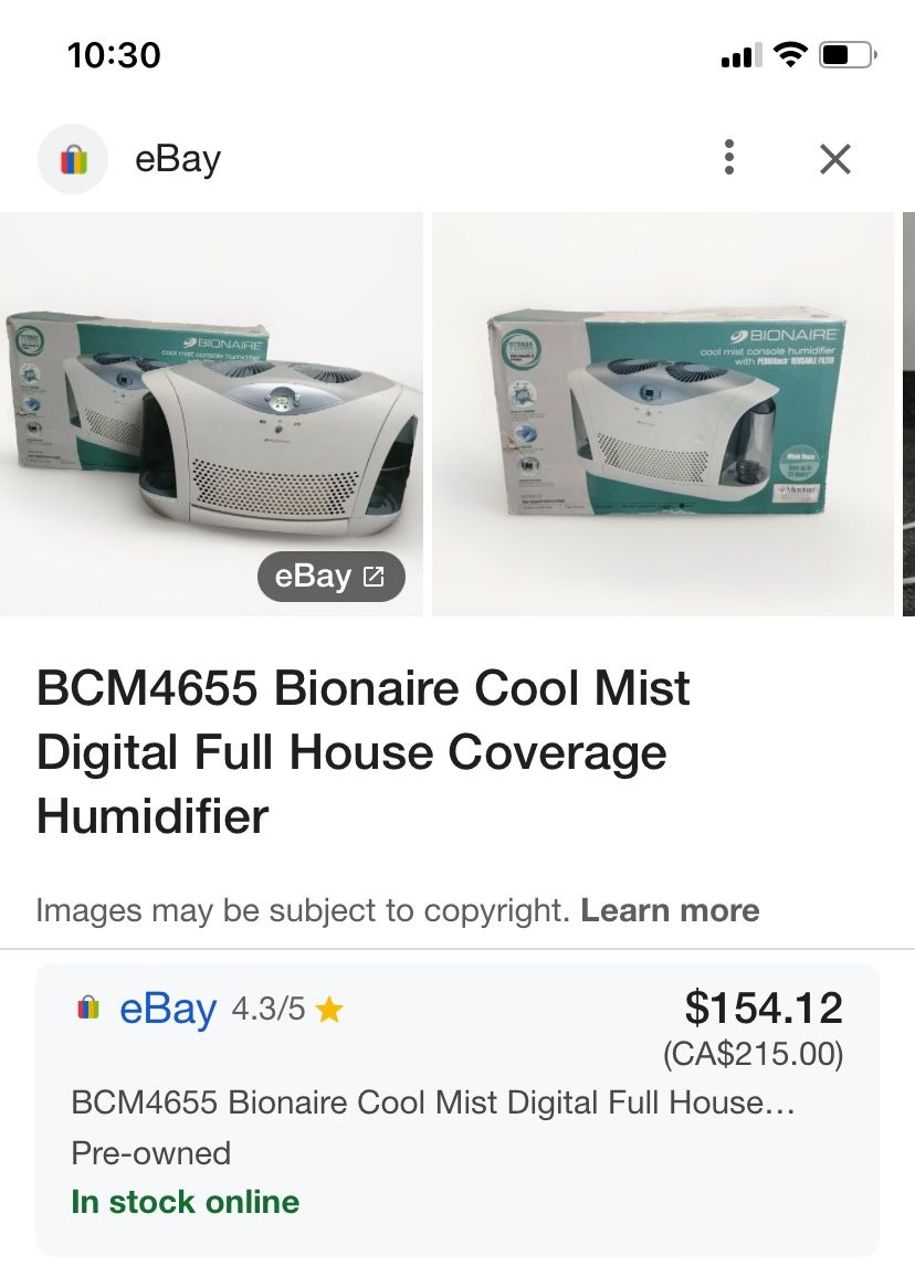 Bionaire Cool Moisture Console Humidifier NEW